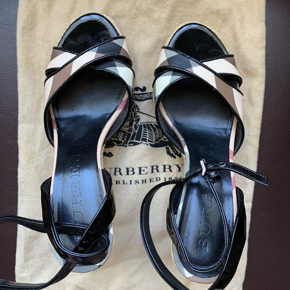 Burberry Ankle Strap Espadrille Wedges - Picture 2 of 6